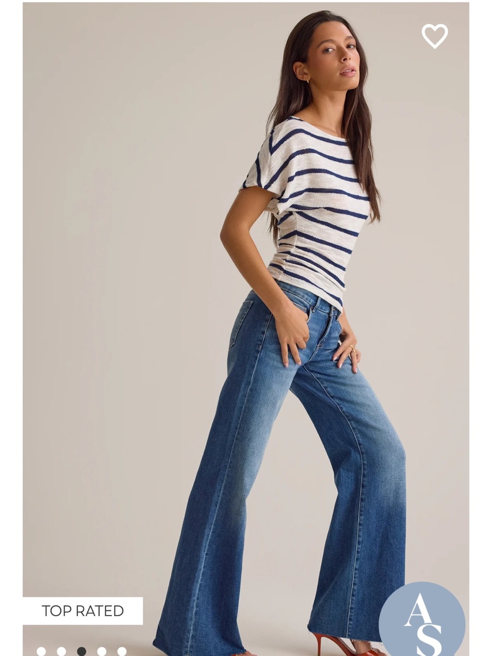 NWT ALTARD STATE EMERSYN STRIPED FITTED TOP XL IVORY/NAVY - Picture 2 of 7